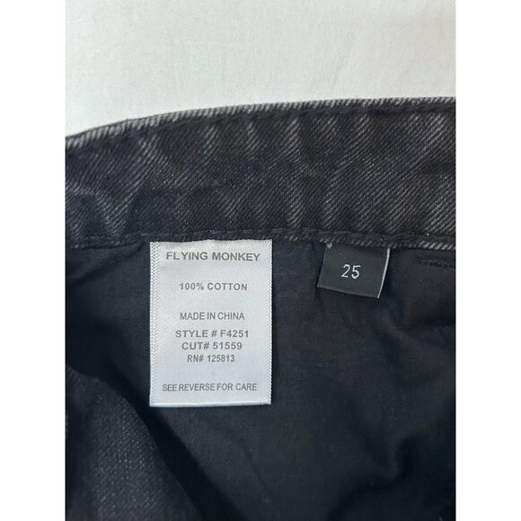 Flying Monkey Black Label Jeans Womens 25 Black Distressed Super High Rise Crop - Picture 14 of 16